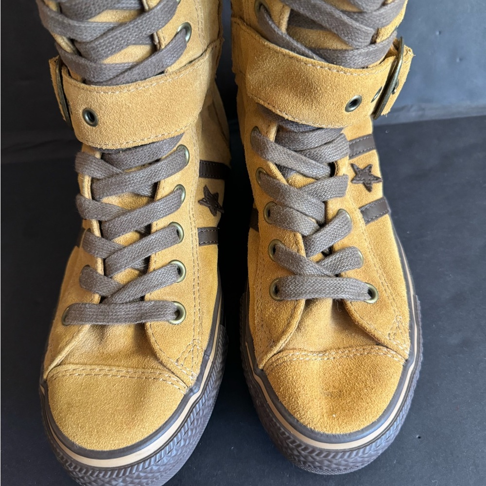 Rare🌟Vtg Converse brown leather XXHI sneakers Knee high full lace buckle.Size 7 - Picture 4 of 16